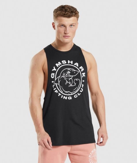 Men's Gymshark Legacy Drop Arm Tanks Black | NZ 2ZJGRL